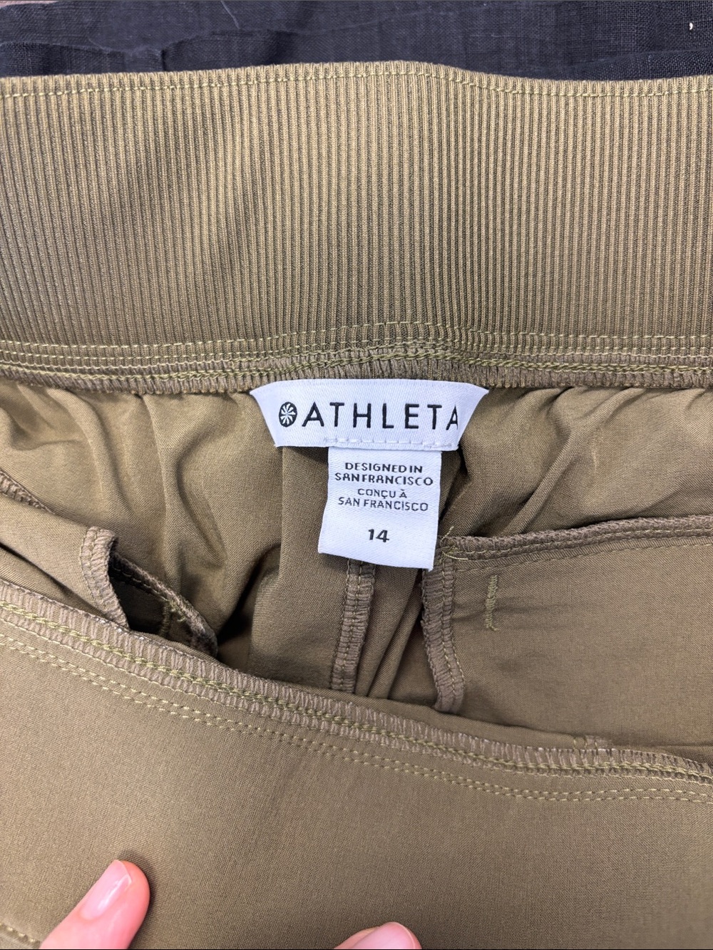 Athleta Khaki Green Straight-Leg Pull-On Pants - Picture 2 of 5